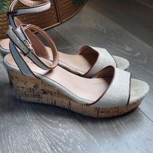 CALL IT Spring cream espadrille cork heels sandal size 8.5